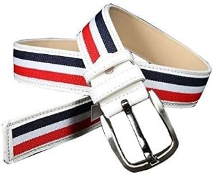 CrystalMX Fashion White Green Red Stripe Canvas Pin Buckle Belt Waistband