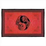 Yin-Yang Dragon Art Print Red Bedspread, Bed Sheet
