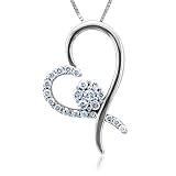 14k White Gold Heart Cluster Diamond Necklace Pendant