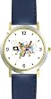 Hanukkah Dreidels & Gelt Judaica Jewish Theme - WATCHBUDDY&reg; DELUXE TWO-TONE THEME WATCH - Arabic Numbers - Blue Leather Strap-Size-Large ( Men's Size or Jumbo Women's Size )