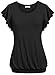 Ninedaily Blouse Women Ruffles Short Sleeve Scoop Neck Banded Tunic Tops