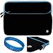 Premium Scratch Resistant Protective Neoprene Sleeve with Exterior Pocket Dell 17.3 i17R-1599 Laptop PC , Black Blue Trim