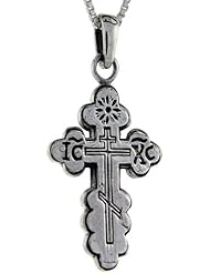 Sterling Silver St. Nicholas Cross Pendant, 1 3/8 inch tall