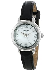 Breda Womens 1633-silver/black Julia Mini Case Slim faux leather Watch