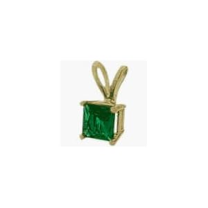 Buy 14 Karat Yellow Gold Princess Cut Square Created Emerald Pendant