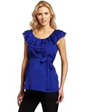 Maternal America Womens Layered Ruffle Neck Top