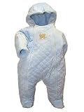 Quilted Velour Pram Suit by Little Me - Blue - 3-6 Mths