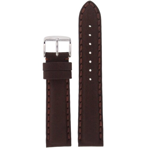 Watch Band Handmade Brown Leather Soft Padded Heavy Stitched 20 millimeter