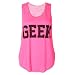 Ladies Neon Geek Print Sleeveless Top, Neon Pink, ML 12-14