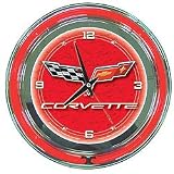 Corvette C6 Neon Clock - 14 inch Diameter - Red - Game Room Products > Neon Clocks > Automotive