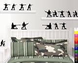 StikEez Black Military Army Men 15-Pack Various Fun Wall & Window Decals