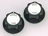 Black Treble/Bass Tone Knobs (2) With Silver Top for Rickenbacker