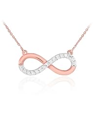 14k Rose Gold Infinity Pendant Polished Necklace with CZ