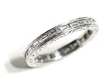 Baguette Shape Diamond Channel Set Full Circle Wedding Band or Anniversary Ring Set in Platinum with Hand Engraving, Ring Size 4.25 (T.w 1.45)