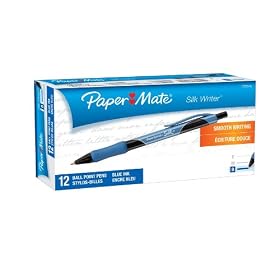Paper Mate Silk Writer Retractable Ballpoint Pens, 12 Blue Ink Pens (1733543)