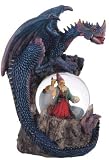 Dragon and Wizard Snow Globe Fantasy Decoration Figurine Statue Model
