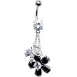 Clear Cubic Zirconia Flower Butterfly Belly Ring