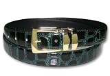CROC FOREST HUNTER GREEN Bonded Leather Belt Gold-Tone Buckle Regular