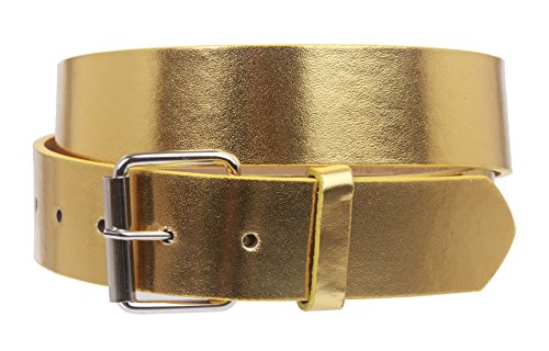 Beltiscool1 1/2" (38mm) Snap On Plain Leather Jean Belt With Roller Buckle