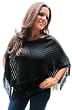 Handmade Comfortable Lightweight Poncho - Petite Women - Sophisticated Black (Crocheted Border)
