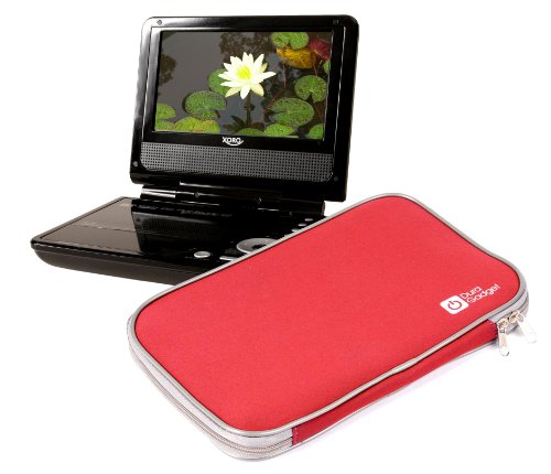 DURAGADGET Durable & Lightweight Red Dual Zip Portable DVD Player Carry-Case For Xoro HSD 7790