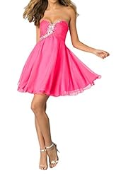 Strapless Crystals Crystal Cocktail Empire Natural   Waistline Chiffon Homecoming Dress 