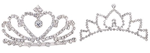 AshopZ Girls 2 Piece Set Lovely Princess Wedding Tiara Crown Comb w/ Rhinestones