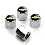 Chevrolet Gold Logo Chrome Tire Stem Valve Caps, Official GM Licensed by Chevrolet