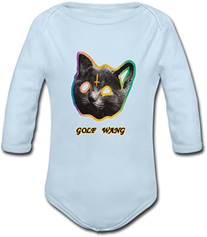 Jane Unisex Golf Wang Cat Head Funny Baby Bodysuit Infant Apparel LightBlue(9M)