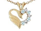 0.22 cttw Genuine Heart Shaped Swan Aquamarine Pendant in 14k Yellow Gold - B000279D4K