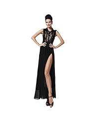 Sexy Sleeveless Lace Flowy Chiffon Evening Dress/Party Dress/Wedding Dress 