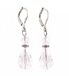 Earrings - E50 - Faceted Glass and Swarovski (tm) Crystal Rondelle Hung on Silver Plated Leverbacks ~ Clear Teardrop