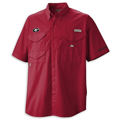 Columbia NCAA Men's Georgia Bulldogs Collegiate Bonehead Short Sleeve Shirt (Intense Red, Large)