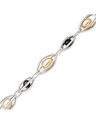Sterling Silver Floating Freshwater Cultured Pearl Toggle Bracelet - 8.5 Inch