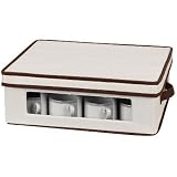 Household Essentials 538 Dinnerware Storage Chest for Coffee Cups, Tan