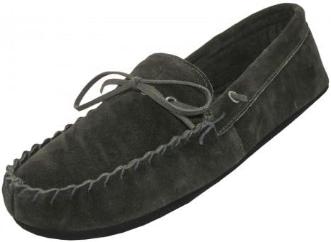 MEN'S MOCCASINS - BLACK - HOUSE SLIPPERS - INDOOR OUTDOOR GARAGE HOME SLIP ONS SHOES -M080004 (9)
