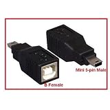 PTC USB B Female to Mini 5-pin Male for Camera, Camcorder, PDA, Cell phone, MP3