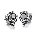FUNRUN JEWELRY Unisex Stainless Steel Skull Head with CZ Inlay Stud Earrings Punk Style