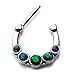 UMBRELLALABORATORY Tribal Organic Septum clicker with 16g 5pcs Black Opals Nose-Ear-Lip Ring Earring Body Piercing Jewelry w 77
