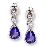 Purple CZ Silver Drop Earrings