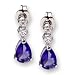 Purple CZ Silver Drop Earrings