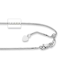 Sterling Silver Rhodium Plated Adjustable Box Chain (0.8mm)