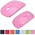 HDE Sleek Ergonomic Curved Wireless 2.4 GHz Optical Slim Mouse with DPI Switch (Pink)