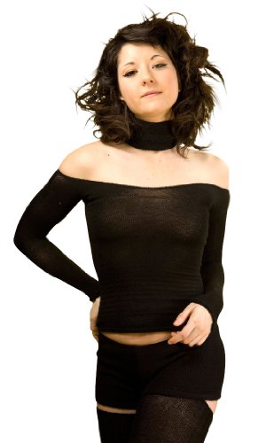 New York Black Large Sexy Shoulders Stretch Ballet Neck KD dance New York Sweater Yoga to Cocktails #MadeInUSA