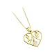 Touch of Diamond ''I Love You'' Heart Pendant in 14K Yellow Gold with Chain