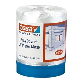Tesa Easy Cover Outdoor UV Large Area Masking And Drop Cloth With 6 Weeks Residue Free Removal, 550mm x 33m