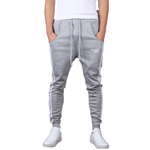Mooncolour Men's Casual Slim Fit Jogging Harem Pants (Gray, XL)