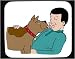 Mouse Pad with man, body, affection, individual, person, licking, dog, human, persons, face, people, pet, animal, love