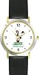 Siamese Cat in Litter Box - Cat Cartoon or Comic - JP Animal - WATCHBUDDY&reg; DELUXE TWO-TONE THEME WATCH - Arabic Numbers - Black Leather Strap-Size-Women's Size-Small
