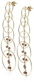 14k Yellow Gold and Garnet Circle Link Drop Earrings